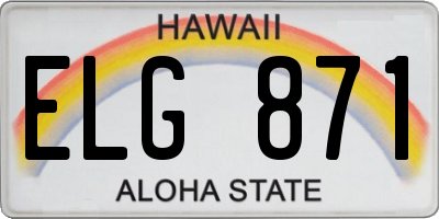HI license plate ELG871