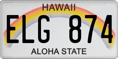 HI license plate ELG874