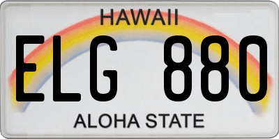 HI license plate ELG880