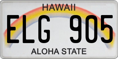 HI license plate ELG905