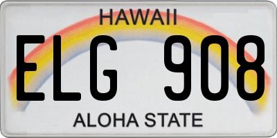 HI license plate ELG908