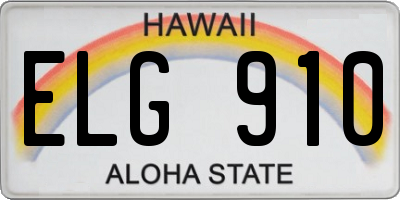 HI license plate ELG910