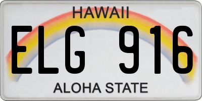 HI license plate ELG916