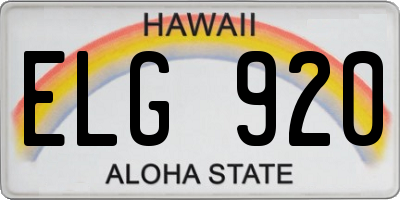 HI license plate ELG920