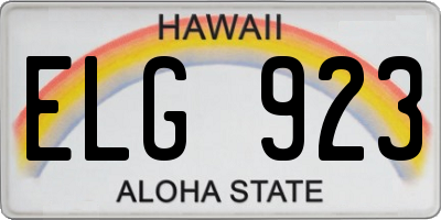 HI license plate ELG923