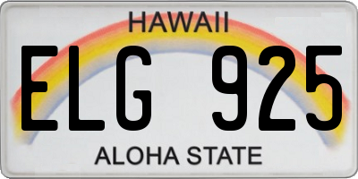 HI license plate ELG925