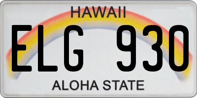 HI license plate ELG930