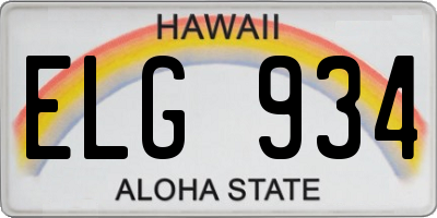 HI license plate ELG934