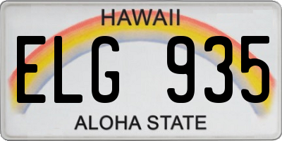 HI license plate ELG935