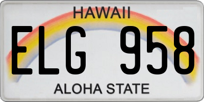 HI license plate ELG958