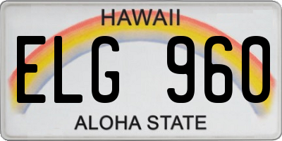 HI license plate ELG960