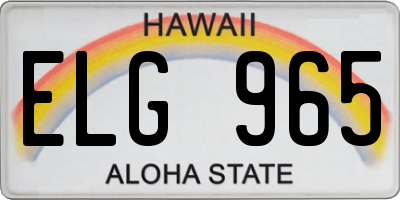 HI license plate ELG965