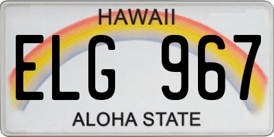 HI license plate ELG967