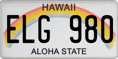 HI license plate ELG980