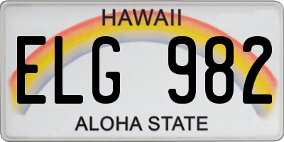 HI license plate ELG982