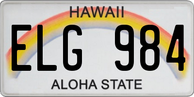 HI license plate ELG984