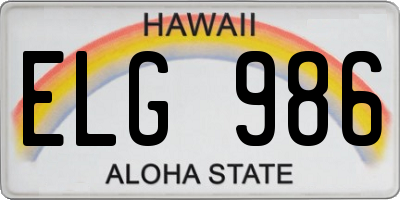 HI license plate ELG986