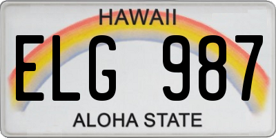 HI license plate ELG987
