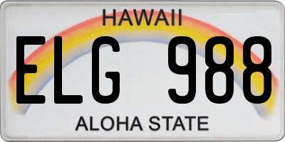HI license plate ELG988
