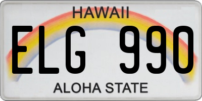 HI license plate ELG990