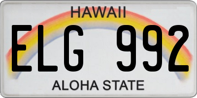 HI license plate ELG992