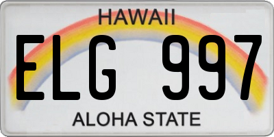 HI license plate ELG997