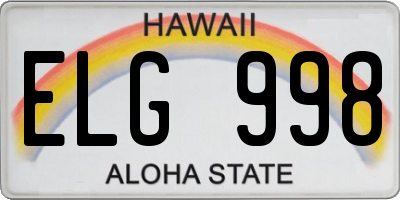 HI license plate ELG998