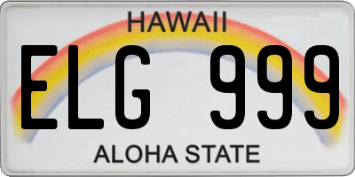 HI license plate ELG999