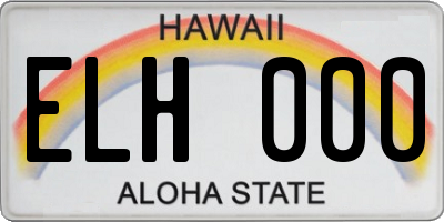 HI license plate ELH000