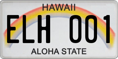 HI license plate ELH001