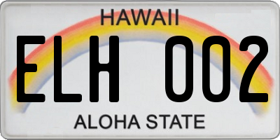 HI license plate ELH002