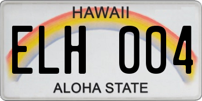 HI license plate ELH004
