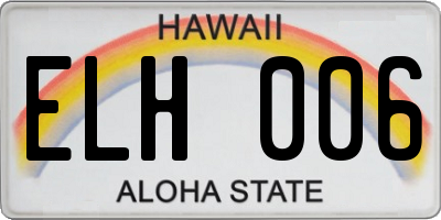 HI license plate ELH006