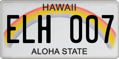 HI license plate ELH007