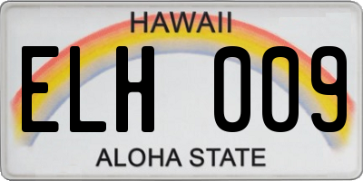 HI license plate ELH009