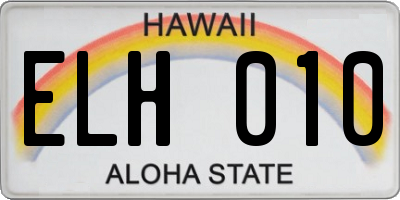 HI license plate ELH010