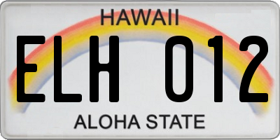 HI license plate ELH012