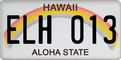 HI license plate ELH013