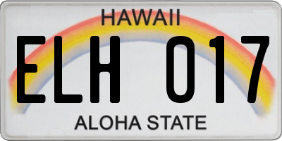 HI license plate ELH017