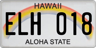 HI license plate ELH018