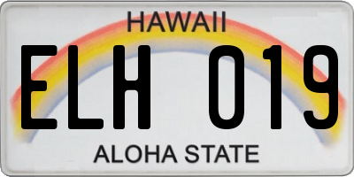 HI license plate ELH019