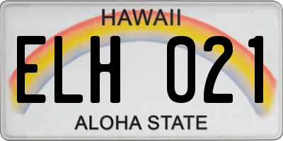 HI license plate ELH021