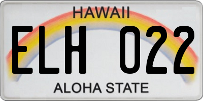 HI license plate ELH022