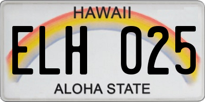 HI license plate ELH025