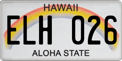 HI license plate ELH026