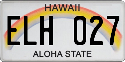 HI license plate ELH027