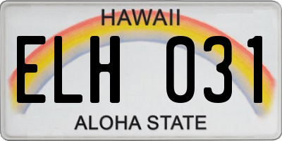 HI license plate ELH031