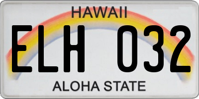 HI license plate ELH032