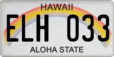HI license plate ELH033