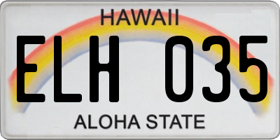HI license plate ELH035